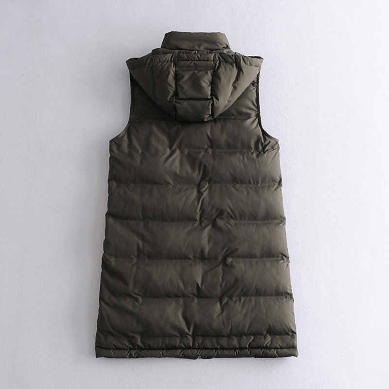 Women Winter Vest Zipper Coats New Striped Hooded Down Cotton Jacket Parkas Female Warm Thick Big Pocket Outwear 201211
