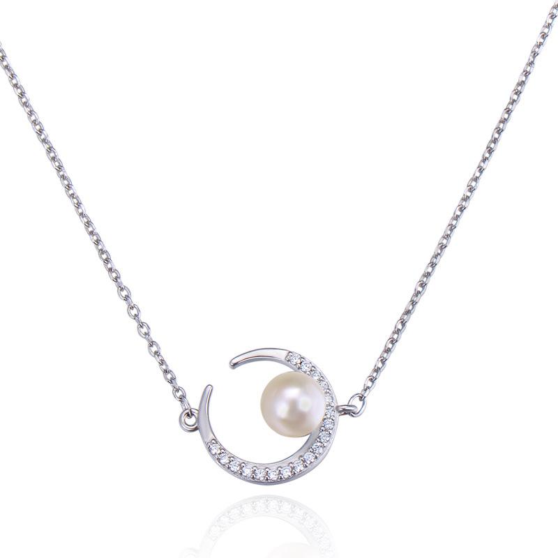 Fresh Water Pearl On Crescent Moon Pendant Necklaces Graceful Cross Chain Choker Jewelry For Women Party
Fresh Water Pearl On Crescent Moon Pendant Necklaces Graceful Cross Chain Choker Jewelry For Women Party