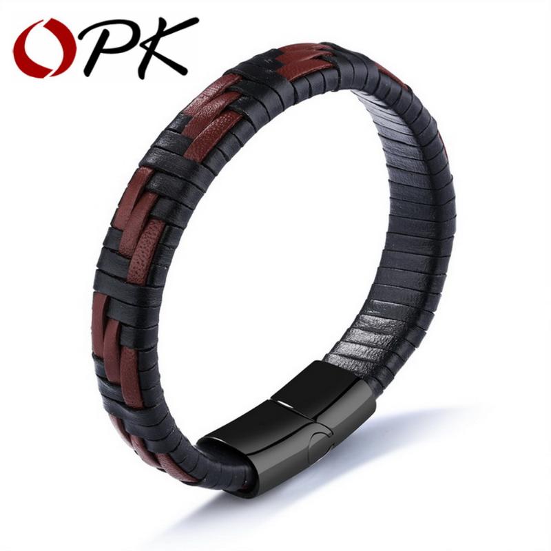 Charm Bracelets OPK Handmade Braided Leather For Cool Men Black & Brown Mixed Color Magnet Button Male Wrap Friendship Jewelry PH1143 
Charm Bracelets OPK Handmade Braided Leather For Cool Men Black & Brown Mixed Color Magnet Button Male Wrap Friendship Jewelry PH1143