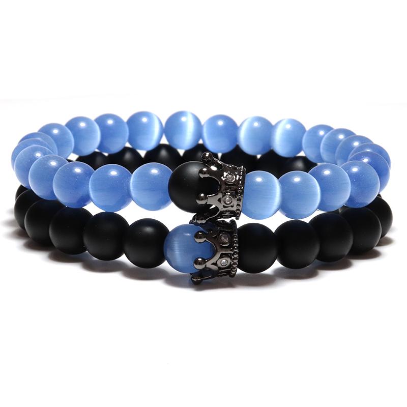 New Fashion 2pcs/set Distance Couple Bracelet For Lovers Natural Moonstone Beads Braslet Cute Crown Charm Braclet Pulseras Gift
New Fashion 2pcs/set Distance Couple Bracelet For Lovers Natural Moonstone Beads Braslet Cute Crown Charm Braclet Pulseras Gift