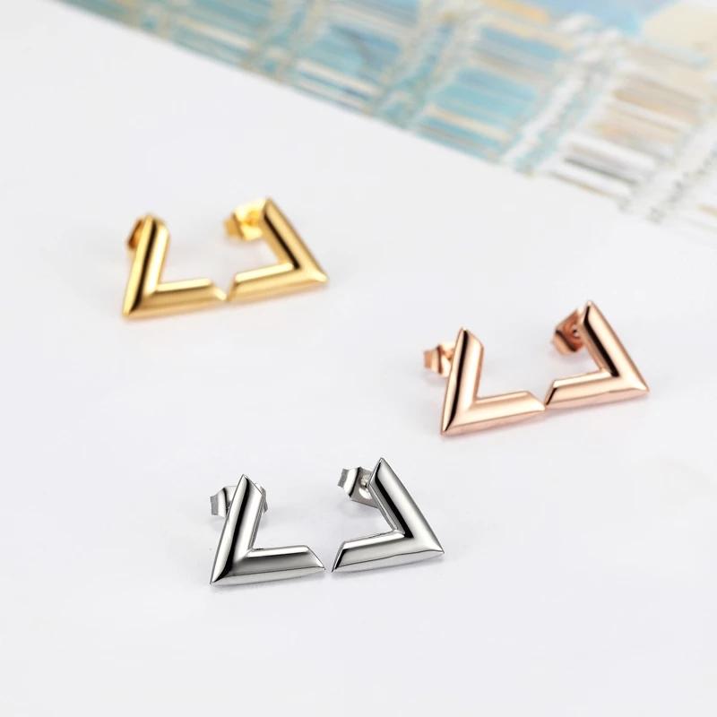 New Arrival V-Shape Stud Earring Top Quality Titanium Steel Creative Simple Ear Jewelry Design for Women Gold Sliver Color Gifts
New Arrival V-Shape Stud Earring Top Quality Titanium Steel Creative Simple Ear Jewelry Design for Women Gold Sliver Color Gifts