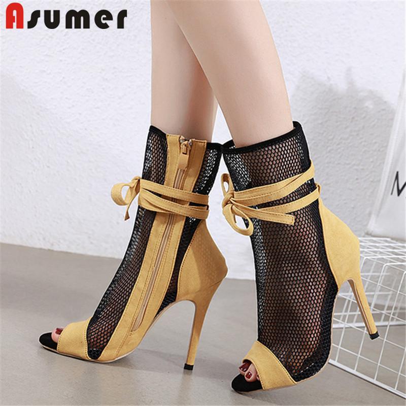 ASUMER 2020 big size 35-42 ankle boots women hollow out stiletto high heel zip lace up summer boots sexy party shoes female, Yellow
ASUMER 2020 big size 35-42 ankle boots women hollow out stiletto high heel zip lace up summer boots sexy party shoes female, Yellow