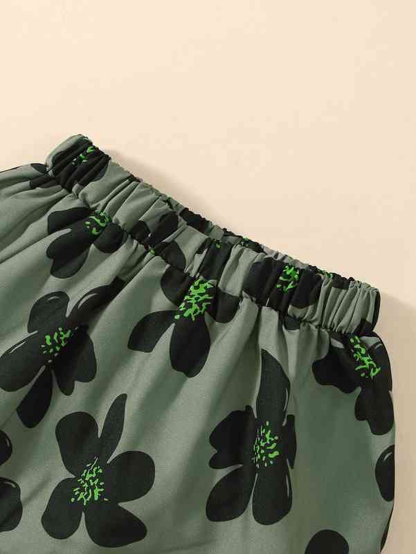 Baby Ruffle Trim Tee & Floral Print Skirt SHE