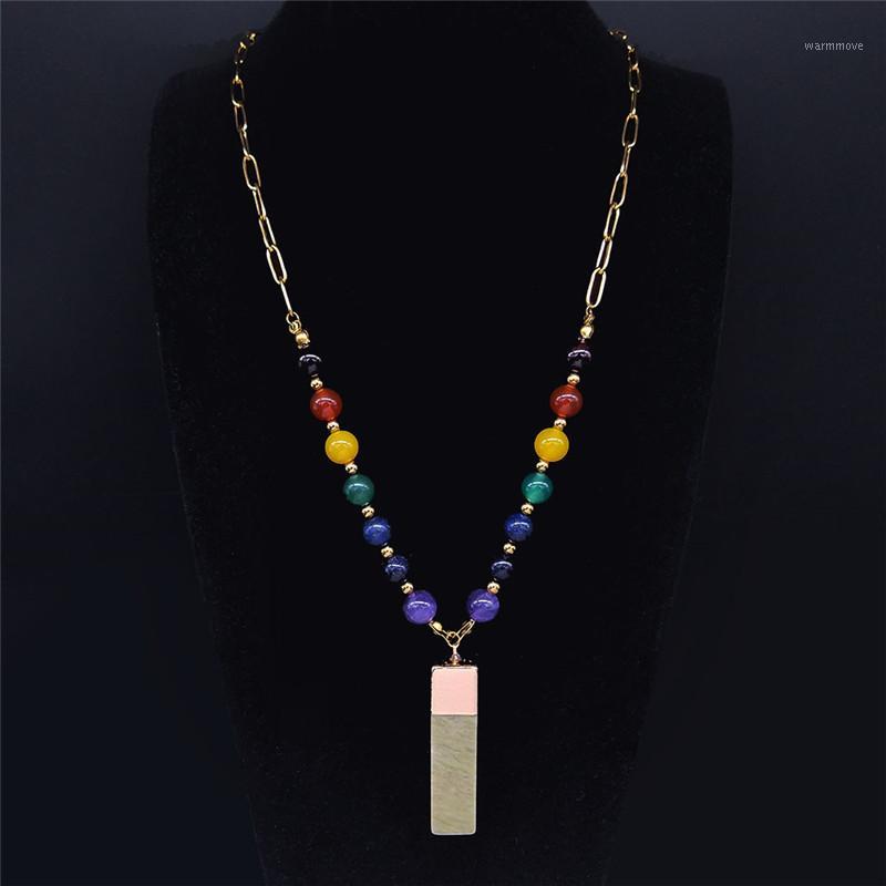 Big Long 7 Color Chakra Natural Stone Stainless Steel Necklace Chain Green Gold Color Necklace Jewelry accesorios mujer N1S041
Big Long 7 Color Chakra Natural Stone Stainless Steel Necklace Chain Green Gold Color Necklace Jewelry accesorios mujer N1S041