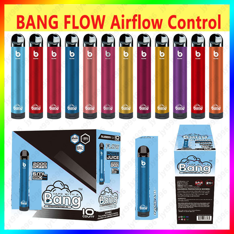 Factory Outlet Bang Flow Disposable Vape Pen e cigarettes With Airflow Control 2000 puffs 850mah battery 12 colors in stock
Factory Outlet Bang Flow Disposable Vape Pen e cigarettes With Airflow Control 2000 puffs 850mah battery 12 colors in stock