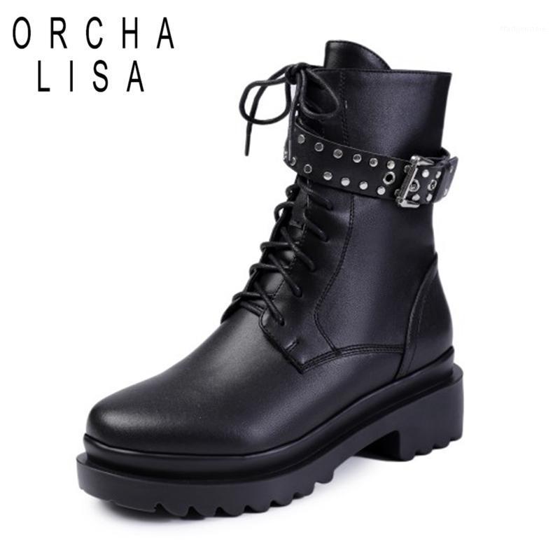 ORCHALISA 2021 Genuine leather boots Women shoes Thick sole Lace up Autumn winter short rivets boots for women Motorcycle1, Pigskin
ORCHALISA 2021 Genuine leather boots Women shoes Thick sole Lace up Autumn winter short rivets boots for women Motorcycle1, Pigskin