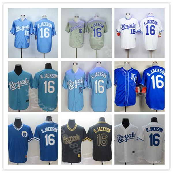 2020 2021 RoyalS Jersey #16 Bo Jackson Home Blue White Grey Men Women kids Baseball Jerseys 06