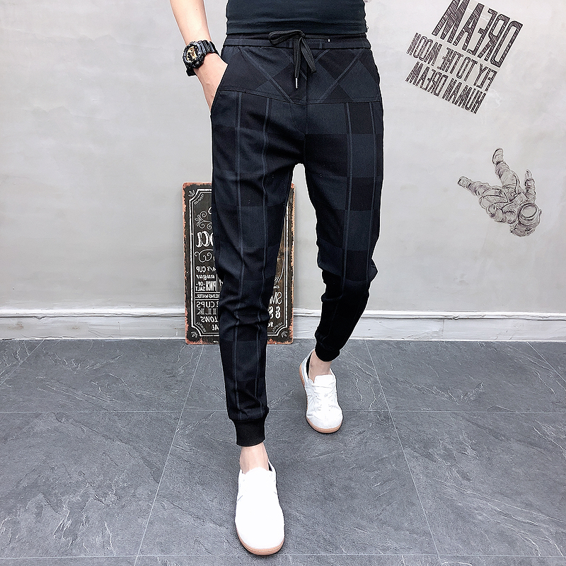 Autum Mens Joggers Pants Hip Pop Casual Pencil Pant Sweatpants Trousers Streetwear Plaid Black Harem Pant Plus Size 201126