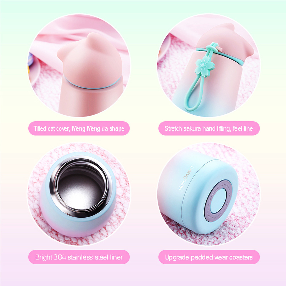 Cute Smart Cat Stainless Steel Thermos Mug Thermo Baby Child Cups Water Bottle Cartoon Cat Vacuum Flasks Thermoses Kid Drinkware 201204