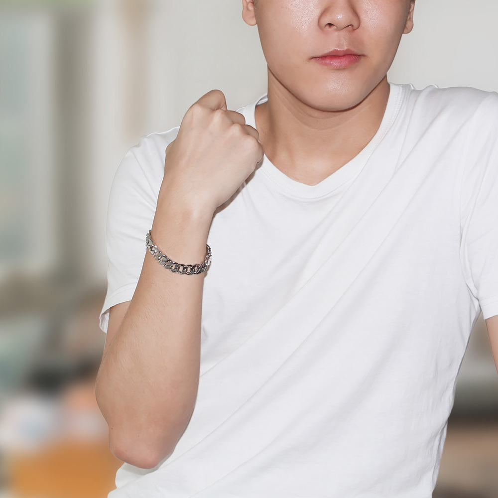 100% solid silver jewelry Fashion 925 sterling silver men's link chain thick genuine pure silver10mm bracelet men silver jewelry 200928