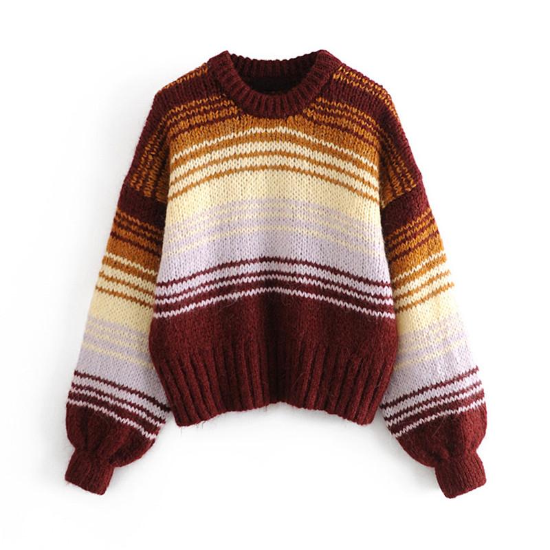 BLSQR Oversized Striped Knitted Sweater Women Vintage O Neck Lantern Sleeve Female Pullovers Fashion Women' Knitting Top 2021, As picture
BLSQR Oversized Striped Knitted Sweater Women Vintage O Neck Lantern Sleeve Female Pullovers Fashion Women' Knitting Top 2021, As picture