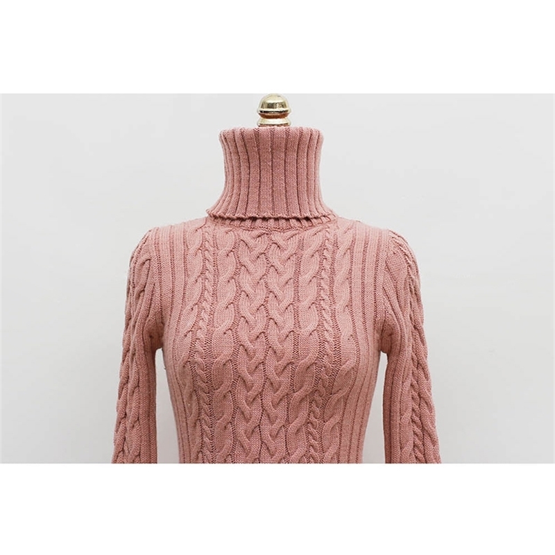 New Autumn Winter Sweater Dress Women Sexy Slim Bodycon Dress Female Turtleneck Long Sleeve Knitted Dress Vestidos DS85 201030