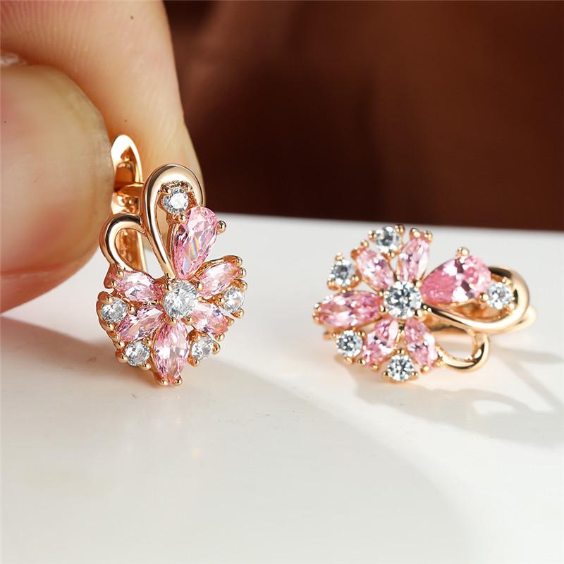 Hoop & Huggie Rose Gold Color Wedding Earrings Female Cute Butterfly Flower Rainbow Crystal Multicolor Zircon For Women, Golden;silver
Hoop & Huggie Rose Gold Color Wedding Earrings Female Cute Butterfly Flower Rainbow Crystal Multicolor Zircon For Women, Golden;silver
