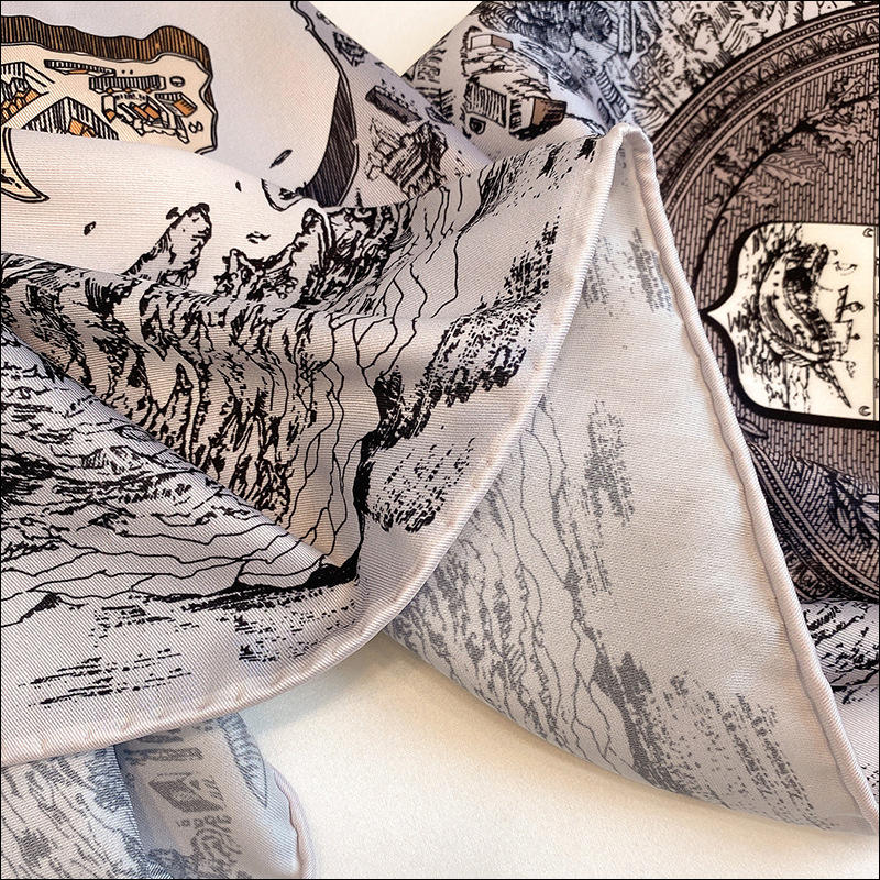 Foulard Satin Scarf Female Silk Retro Head Scarves For Ladies Hand Rolled Hem Scarf 90 Animal Foulard Luxe