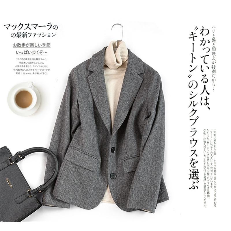 High quality herringbone fashion blazer women 2020 New autumn winter small suit feminino two buckle slim woolen coat female K282, Gray
High quality herringbone fashion blazer women 2020 New autumn winter small suit feminino two buckle slim woolen coat female K282, Gray