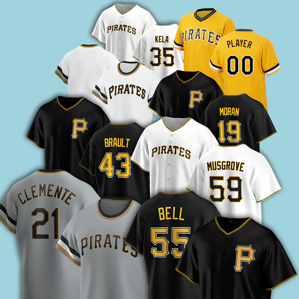 21 Roberto Clemente 55 JOSH BELL 8 Willie Stargell Starling Marte Francisco Cervelli CHRIS ARCHER Adam Frazier Baseball Jerseys, Blue;black
21 Roberto Clemente 55 JOSH BELL 8 Willie Stargell Starling Marte Francisco Cervelli CHRIS ARCHER Adam Frazier Baseball Jerseys, Blue;black