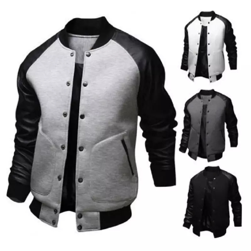 2021 New Autumn Winter Hot-selling Men' Baseball with Big Pockets and Leather Sleeves, Casual Sports Stand-up Collar Jacket 3ez1, Light gray
2021 New Autumn Winter Hot-selling Men' Baseball with Big Pockets and Leather Sleeves, Casual Sports Stand-up Collar Jacket 3ez1, Light gray