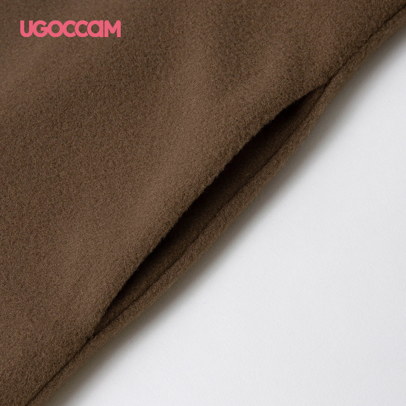 UGOCCAM Woolen Coat Office Lady Jacket Women Autumn And Winter Plus Size Women Long Windbreaker Double Breasted Women Clothes 201216