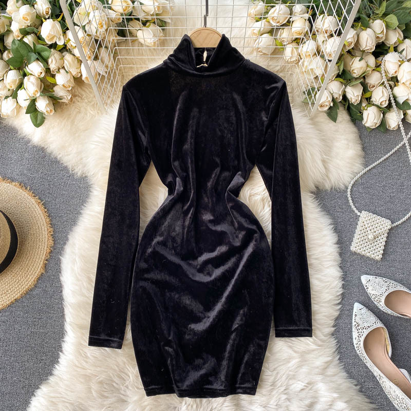 2021 New Singiny tassel design dressed in velvet elegant retro-turtleneck solid thin autumn sexy no back dress short EYZ6, Black
2021 New Singiny tassel design dressed in velvet elegant retro-turtleneck solid thin autumn sexy no back dress short EYZ6, Black