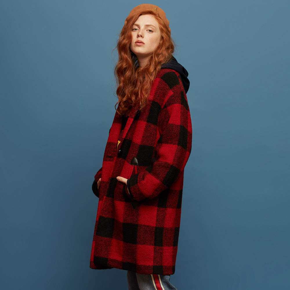 METERSBONWE Plaid Long Coat Female Autumn And Winter New Casual Korean Version Coat 201027