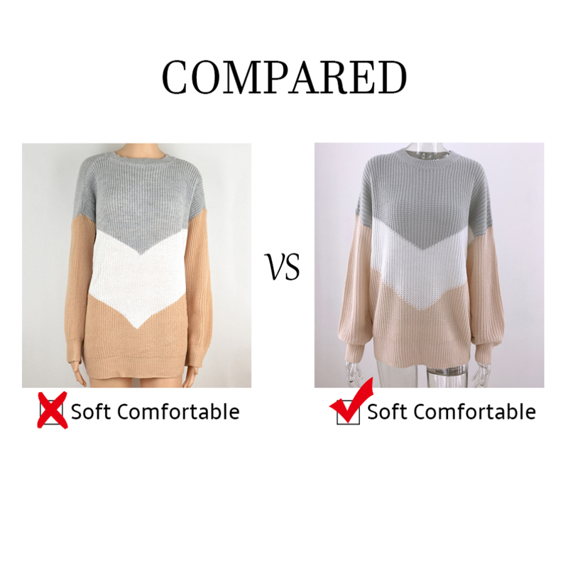 Loose Knitted Sweater Women Jumpers Long Sleeve Woman Pullovers Sweaters Casual Autumn Winter Color Block Striped Sweater 201111