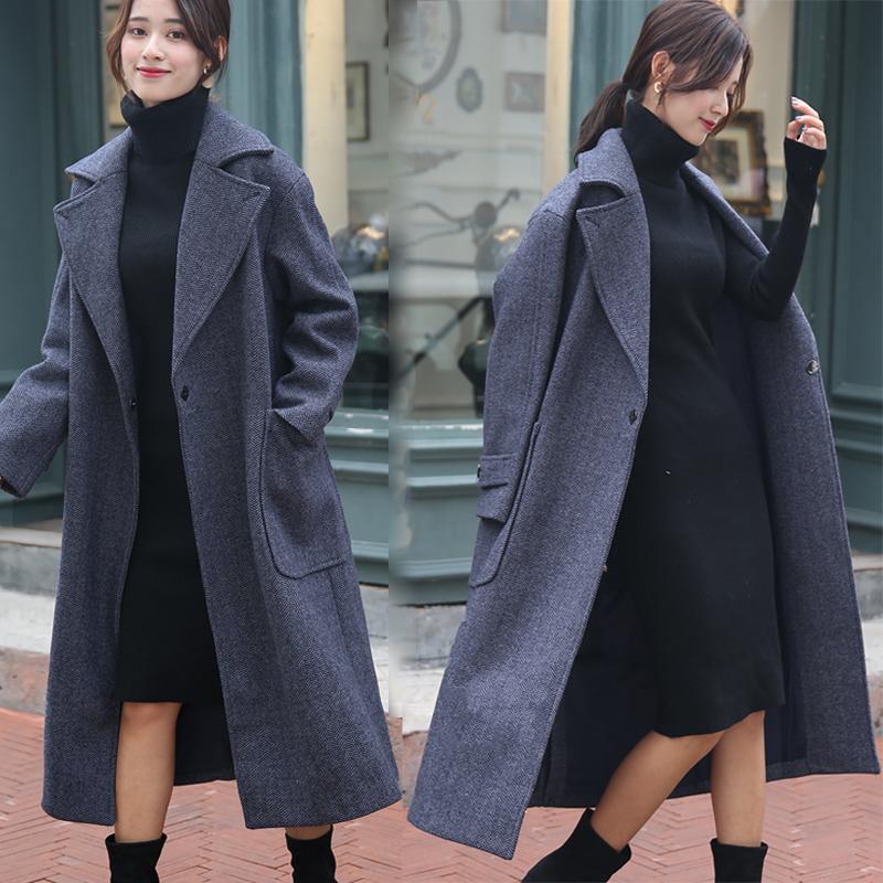 High-end women's woolen coat in the long section 2020 new cashmere coat winter tie Herringbone pattern woolen, Gray
High-end women's woolen coat in the long section 2020 new cashmere coat winter tie Herringbone pattern woolen, Gray