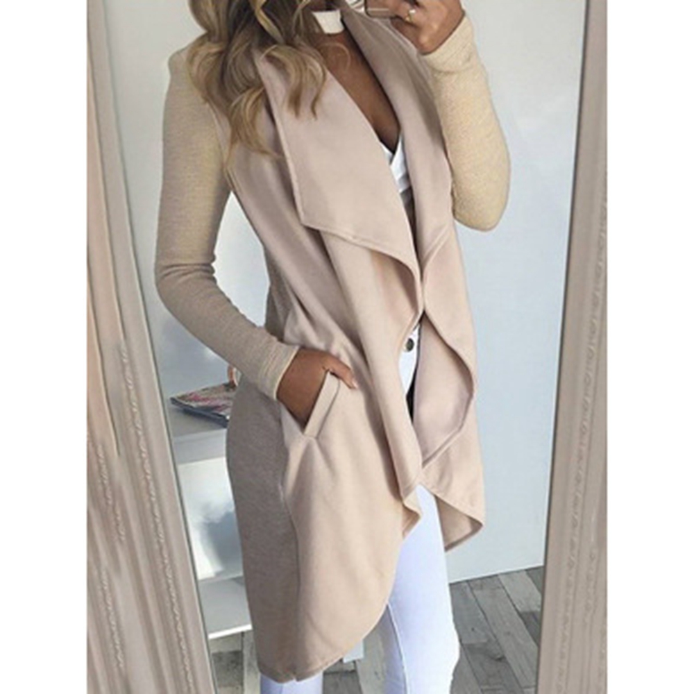 2021 plus size fashion solid color lapel slim long windbreaker jacket women