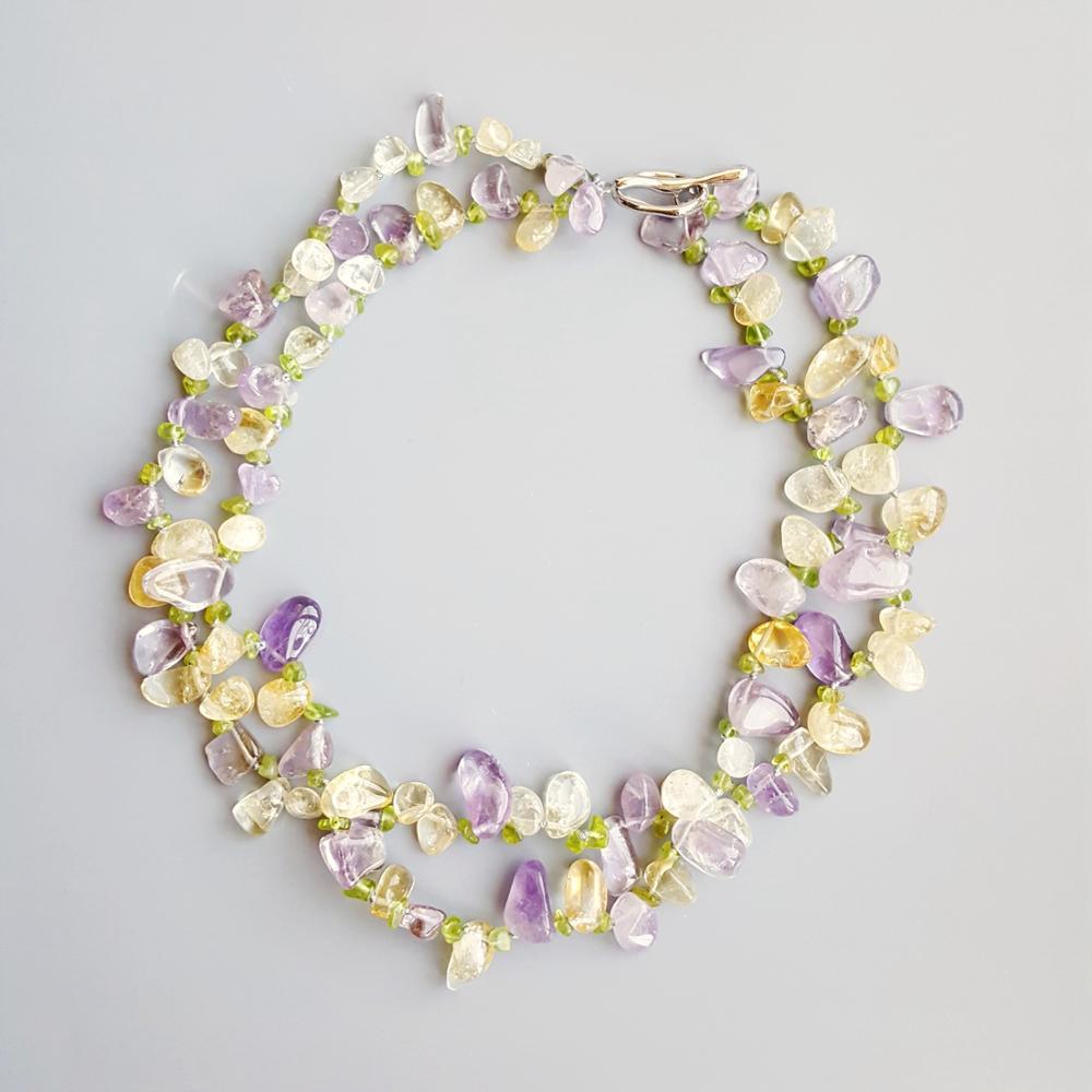 Lii Ji Natural Stone Genuine Lavender Amethyst Citrine Peridot Toggle Clasp 2 Rows Necklace Handmade Jewelry For Women Gift LJ201009, Silver
Lii Ji Natural Stone Genuine Lavender Amethyst Citrine Peridot Toggle Clasp 2 Rows Necklace Handmade Jewelry For Women Gift LJ201009, Silver