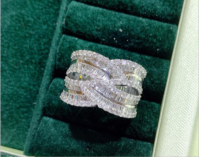 Princess Cut Topaz CZ Sterg Sier Wedding Band Ring for Women