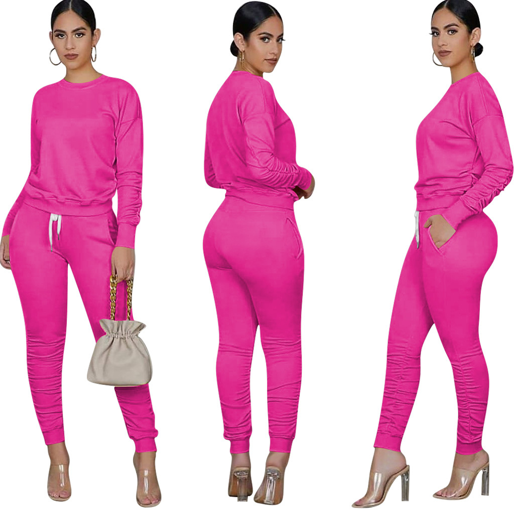 Pants Spot 2023 European American spring and autumn fashion casual street long-sleeved solid color suit