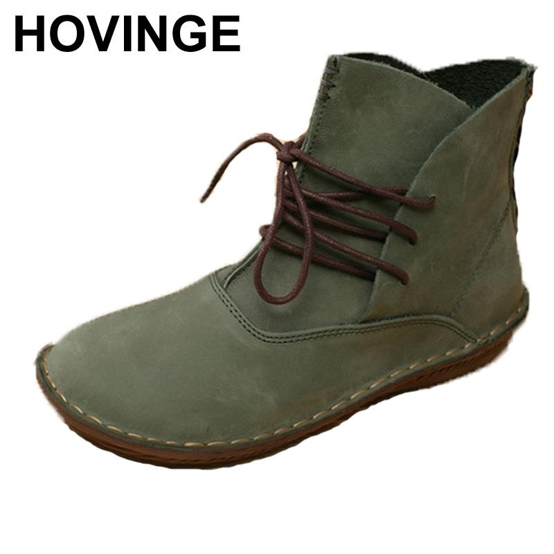 HOVINGE Women winter shoes handmade Genuine leather boots and retro women's singles round head flat with Sen female boots, Army green
HOVINGE Women winter shoes handmade Genuine leather boots and retro women's singles round head flat with Sen female boots, Army green