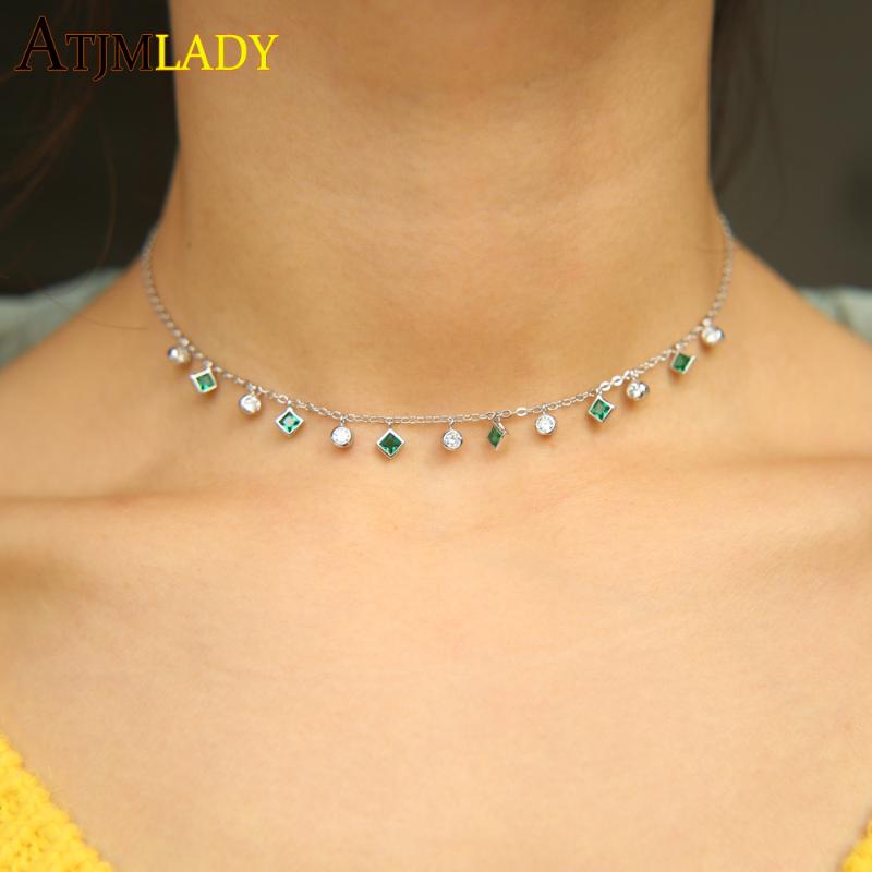 2021 New High quality czs bezel cz station statement women copper Green stone Charm pendant 33+7cm cz choker necklace thin chain
2021 New High quality czs bezel cz station statement women copper Green stone Charm pendant 33+7cm cz choker necklace thin chain