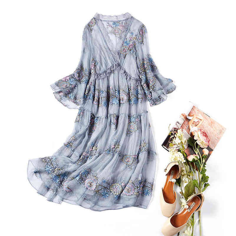 Casual Dresses Nanyou spring women' mulberry silk medium length skirt Ruffle heavy industry embroidery temperament dress 0GVQ, Pink
Casual Dresses Nanyou spring women' mulberry silk medium length skirt Ruffle heavy industry embroidery temperament dress 0GVQ, Pink