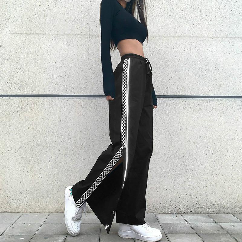 Ezgaga Woman Pants Autumn New Casual Checkerboard Glow Split Button Drawstring High Waist Long Trouser Elastic Joggers Sweatpant, Black
Ezgaga Woman Pants Autumn New Casual Checkerboard Glow Split Button Drawstring High Waist Long Trouser Elastic Joggers Sweatpant, Black