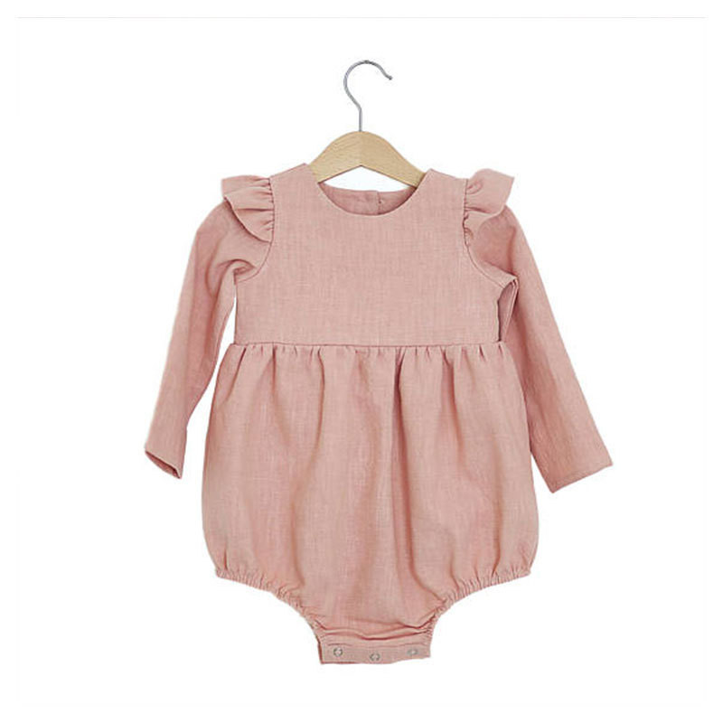 Baby Girls Clothes Newborn Baby Linen Cotton Jumpsuit Long Sleeve Kids Girls Ruffle Rompers Baby Body Suits D1288 Y1221