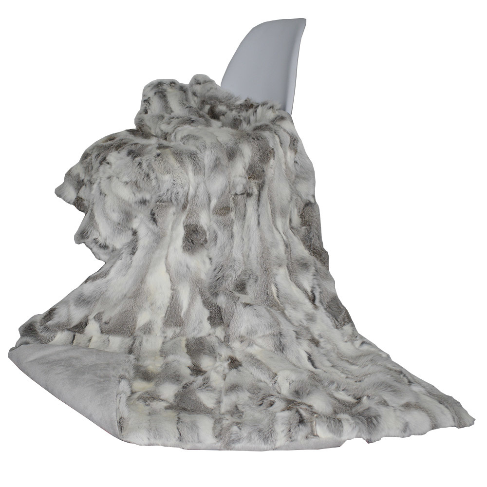 MS.Softex Natural Patchwork Real Throw Factory OEM Pillows Soft Rabbit Fur Blanket 201222