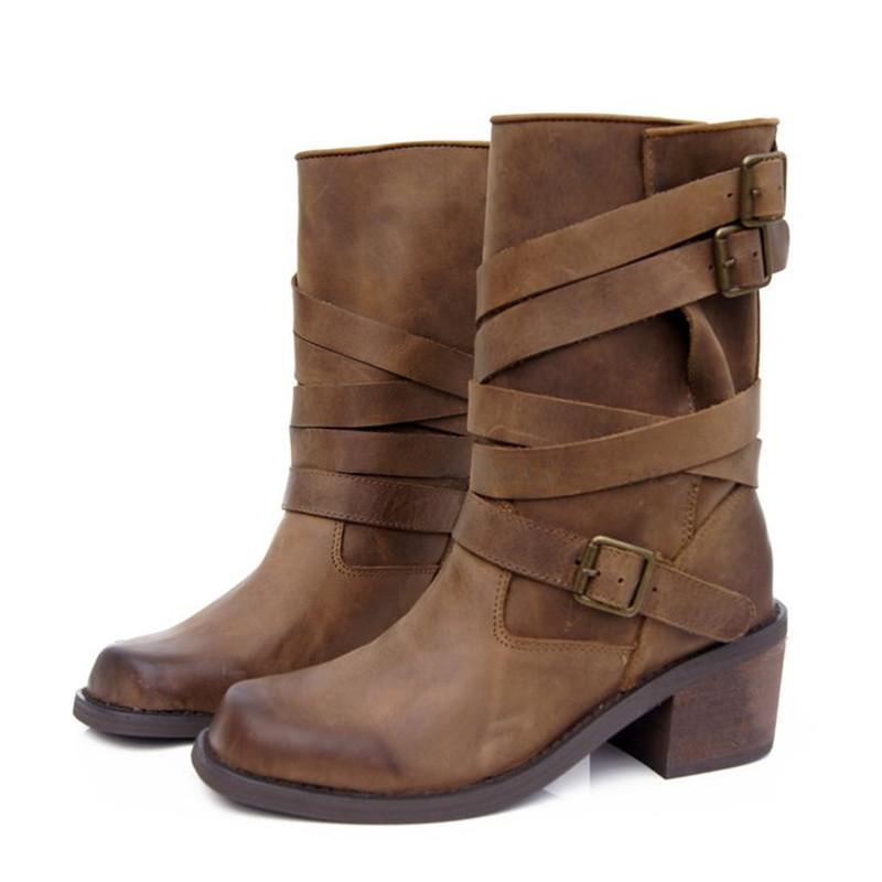 Handmade Women Genuine Leather Boot Vintage Straps Buckle Riding Boots Women Mid-Calf Rubber Shoes Woman Botas, Brown
Handmade Women Genuine Leather Boot Vintage Straps Buckle Riding Boots Women Mid-Calf Rubber Shoes Woman Botas, Brown