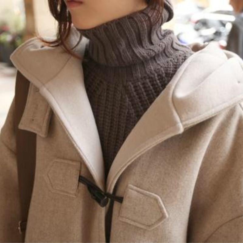 Women Coats Winter Horn Button Pockets Elegant Warm Womens Korean Coat Long Sleeve Solid All Match Ladies Hot Sale Clothes Chic