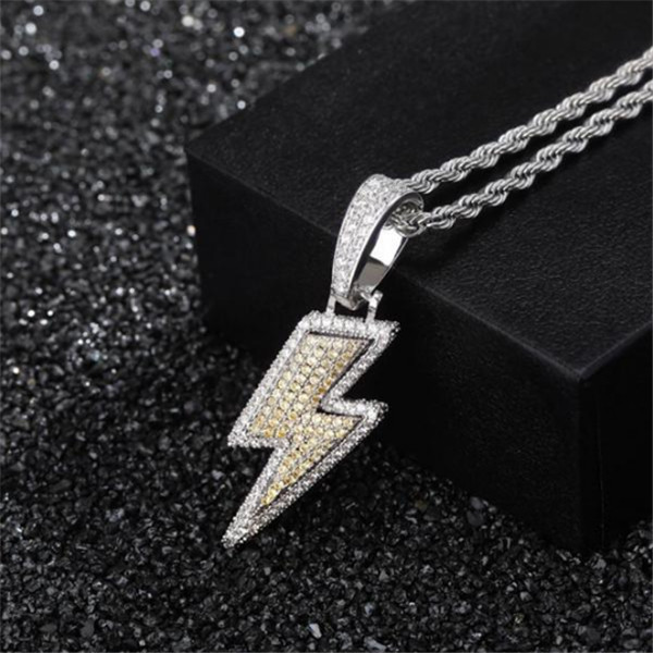 Lced Out Bling Light Pendant Necklace With Rope Chain Copper Material Cubic Zircon Men Hip Hop Jewelry locket necklaces for women