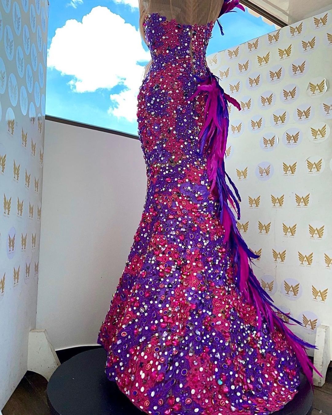 African Colorful Mermaid Prom Dress Beading Ostrich Feather Sweet 15 16 Long Dresses Birthday Party Gowns