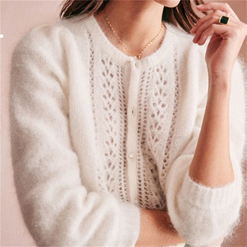 New Mohair 2021 Purple Designer Cardigan Mesh Sweater Autumn Woman Luxury Vintage Clothes 6m6b 7JZ2, White
New Mohair 2021 Purple Designer Cardigan Mesh Sweater Autumn Woman Luxury Vintage Clothes 6m6b 7JZ2, White