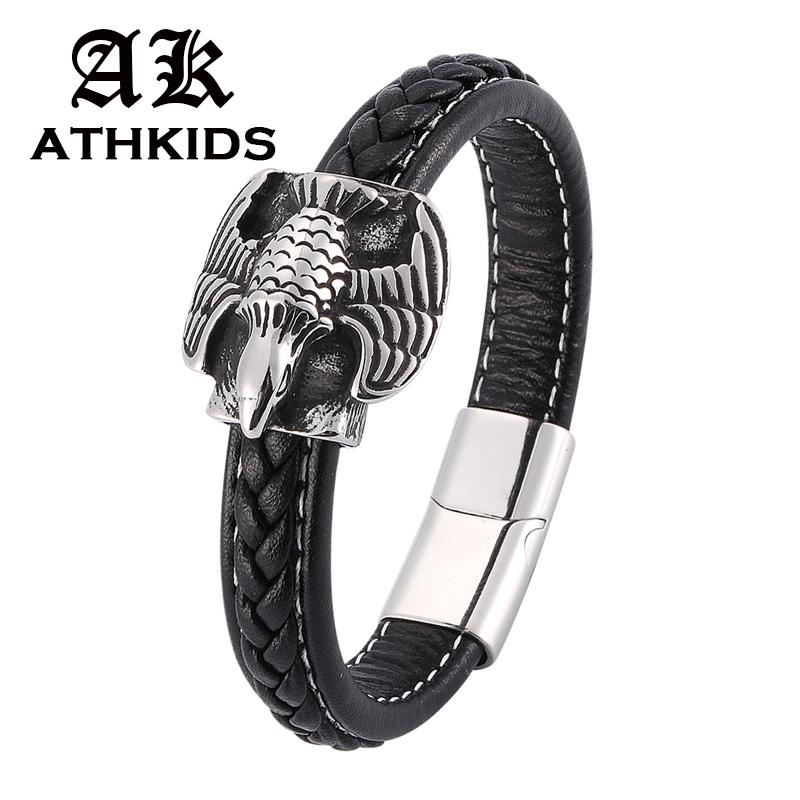 Men Jewelry Black Leather Bracelets Eagle Stainless Steel Magnetic Buckle Punk Bracelets & Bangles Gifts PD0189
Men Jewelry Black Leather Bracelets Eagle Stainless Steel Magnetic Buckle Punk Bracelets & Bangles Gifts PD0189