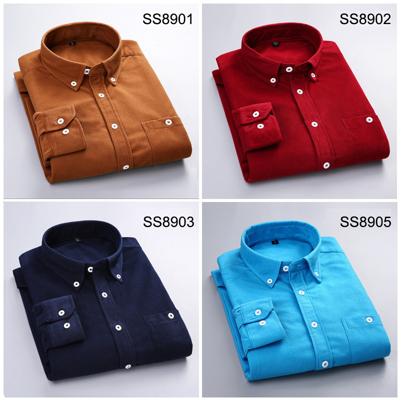 Corduroy Shirt For Men Quality Warm Autumn Winter Thick Regular Fit Daily Asian Size Fashion Simple Business Mens Casual Shirts 201120