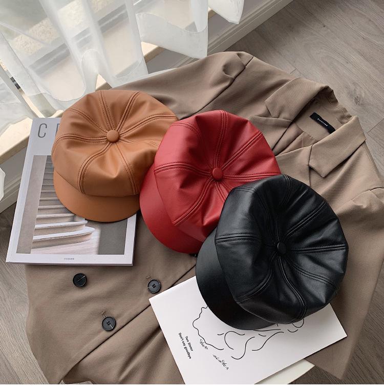 2020 Autumn and Winter Fashion Solid Color PU Leather Octagonal Hat Newsboy Hat Retro Beret Style Retro Leather Berets, Black
2020 Autumn and Winter Fashion Solid Color PU Leather Octagonal Hat Newsboy Hat Retro Beret Style Retro Leather Berets, Black