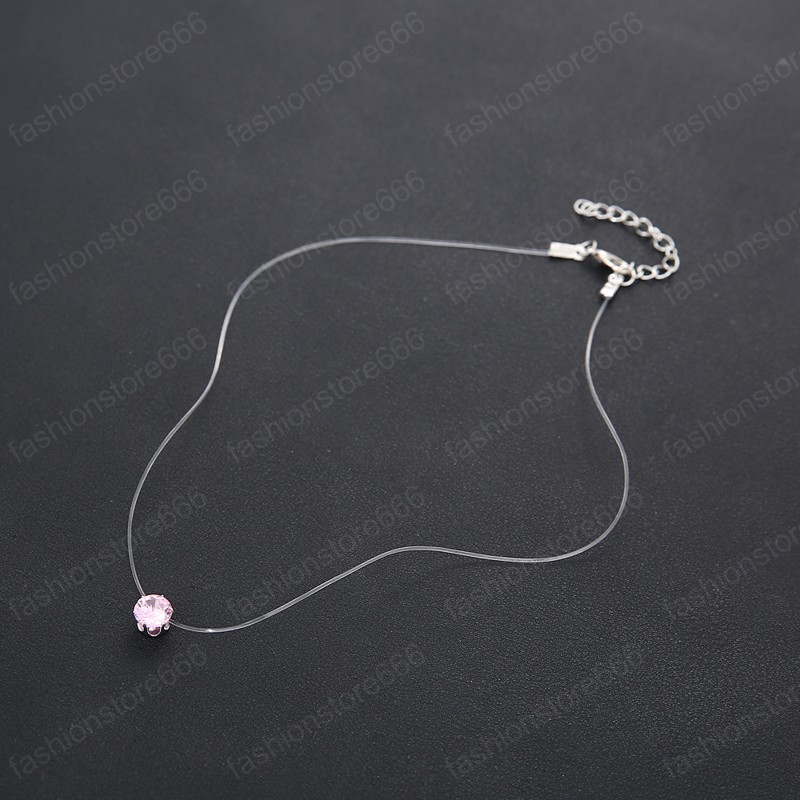 Hot Sale Teardrop Torques 2020 Transparent Fishing Line Jewelry Golden Necklace Torques Clavicle Invisible Woman Necklace