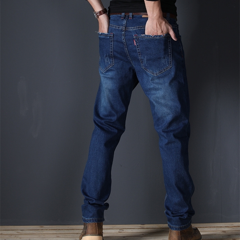 SD856X summer jeans men's straight fit large mid waist men's jeans elastic simple business pants 201111