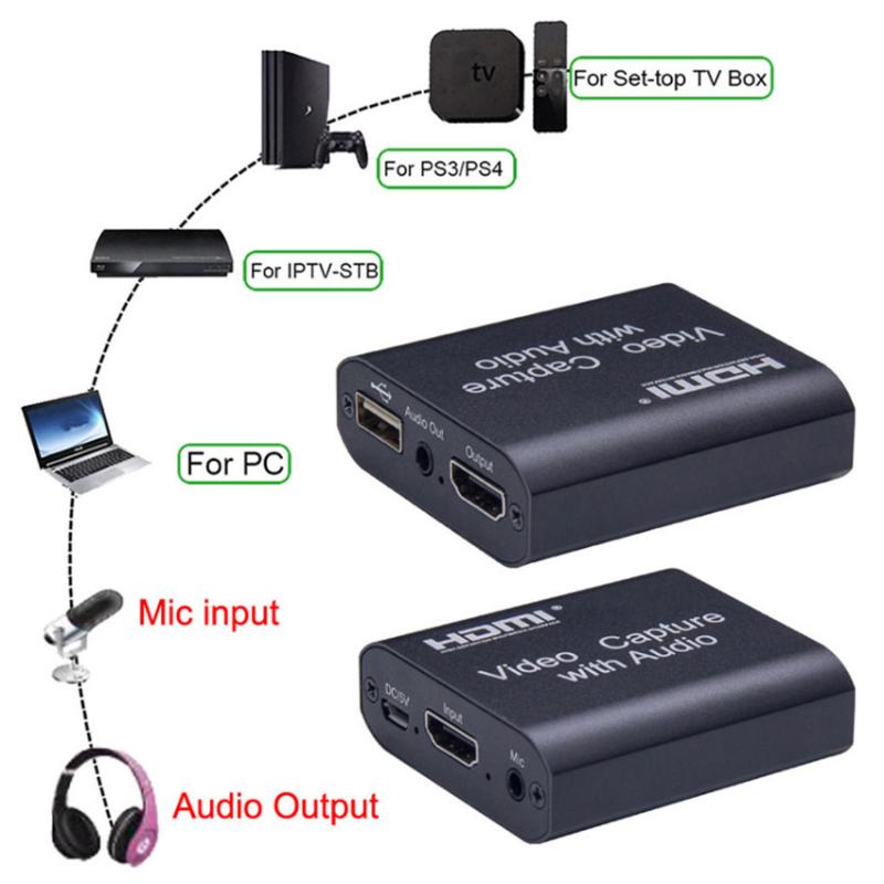 4K HD Capture Card With o out 4K 1080P USB 2.0 Mic. In & o out Video Capture Device Game Record Live Streaming Box
