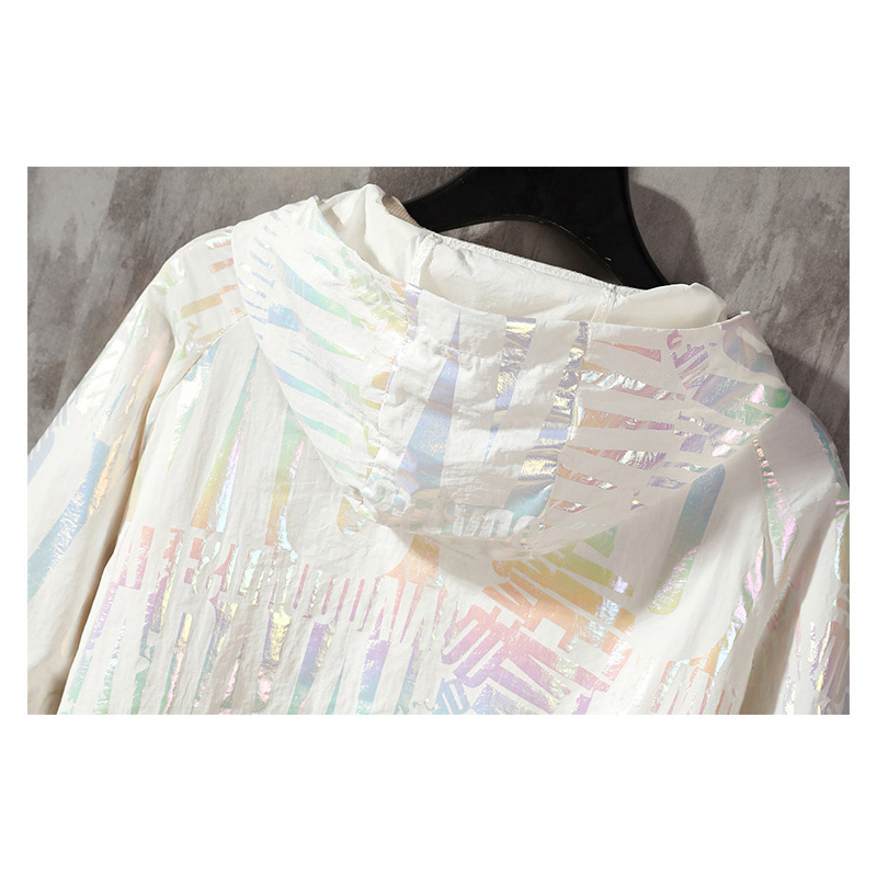 Women Basic Jackets Summer Colorful Reflective Causal Thin Windbreaker Women's Hooded Jackets Coat Zipper Woman veste femme 201017