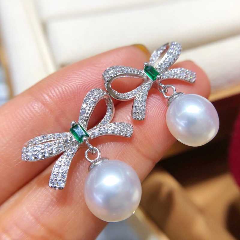 HENGSHENG Elegant 925 Sterling Silver Bowknot Earrings 9-10mm White Natural-Ocean Pearls Stud Earrings For Women Fine Jewelry
HENGSHENG Elegant 925 Sterling Silver Bowknot Earrings 9-10mm White Natural-Ocean Pearls Stud Earrings For Women Fine Jewelry