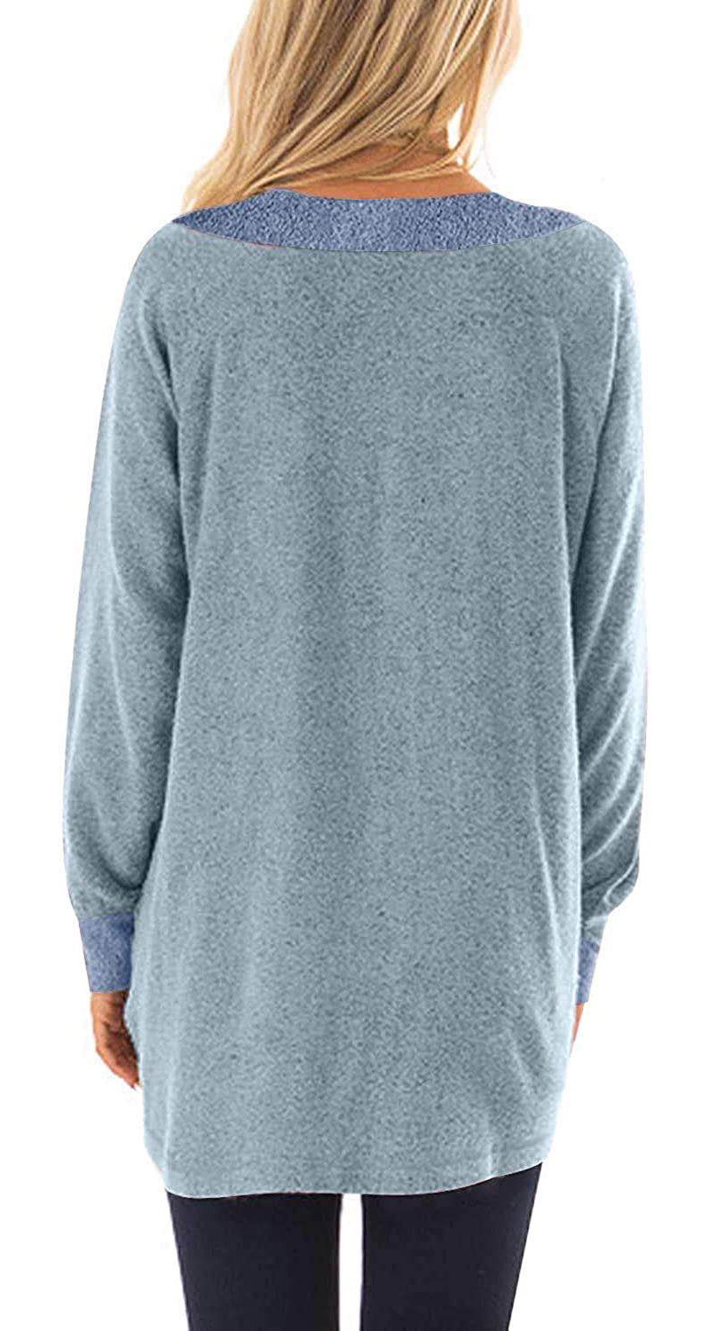 Spot hot 2021 autumn and winter new V-neck pocket sweater long-sleeved pullover sweatshirt casual T-shirt